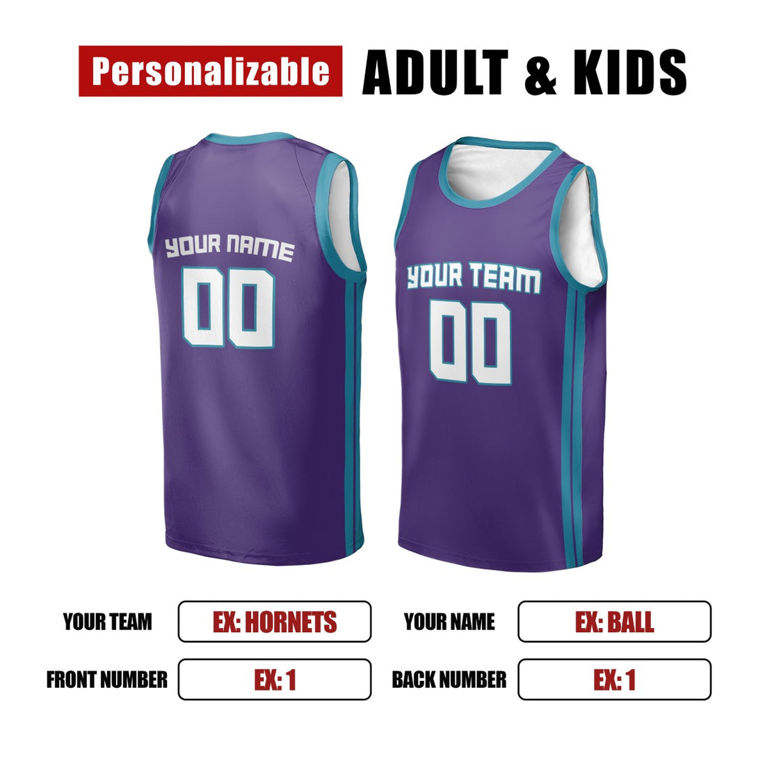Personalized Charlotte Hornets Basketball Jersey - Purple Swingman Statement Style, Custom Name & Number-1