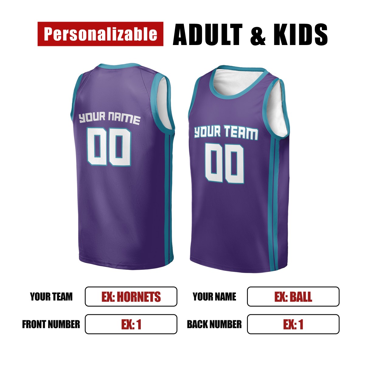 Personalized Charlotte Hornets Basketball Jersey - Purple Swingman Statement Style, Custom Name & Number-2