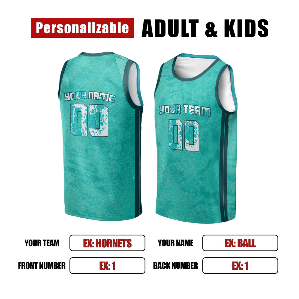 Personalized Charlotte Hornets Basketball Jersey - Teal Swingman Select Series Style, Custom Name & Number-2