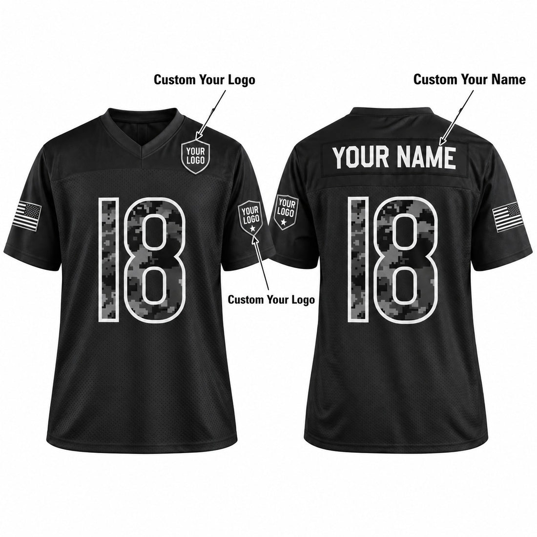 Personalized Chicago Bears 2026 Salute to Service Football Jersey – Black, Custom Name Patch, Team Name, Number & Logo-1