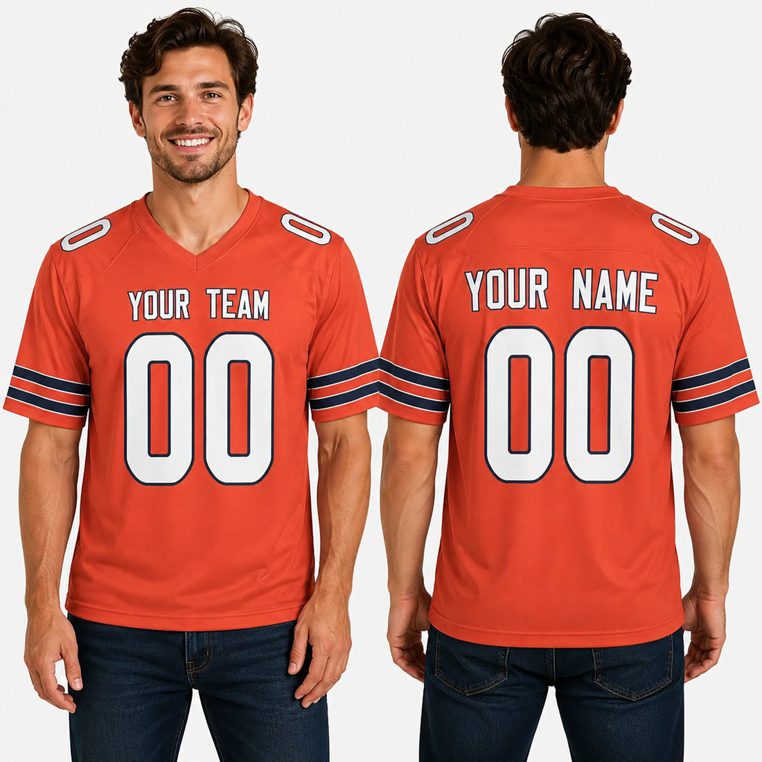 Personalized Chicago Bears Football Jersey - Orange Alternate Style, Custom Name & Number-1
