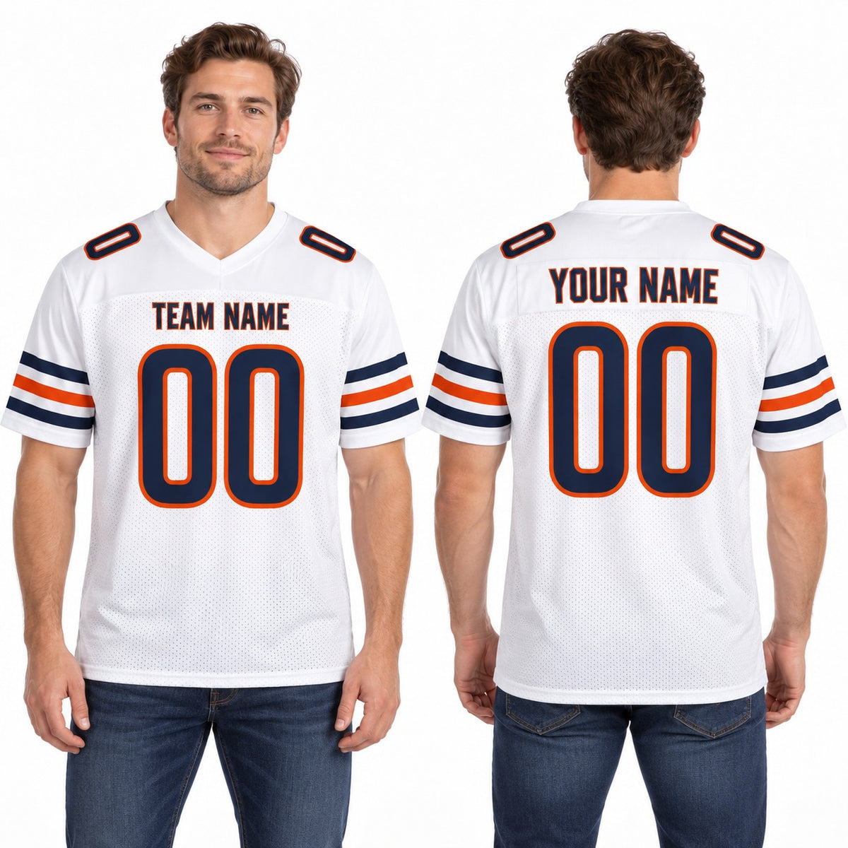 Personalized Chicago Bears Football Jersey - White Fan Style, Custom Name & Number-1