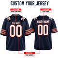 Personalized Chicago Bears Football Jersey – Navy Game Style, Custom Name Patch, Team Name, Number & Logo-2