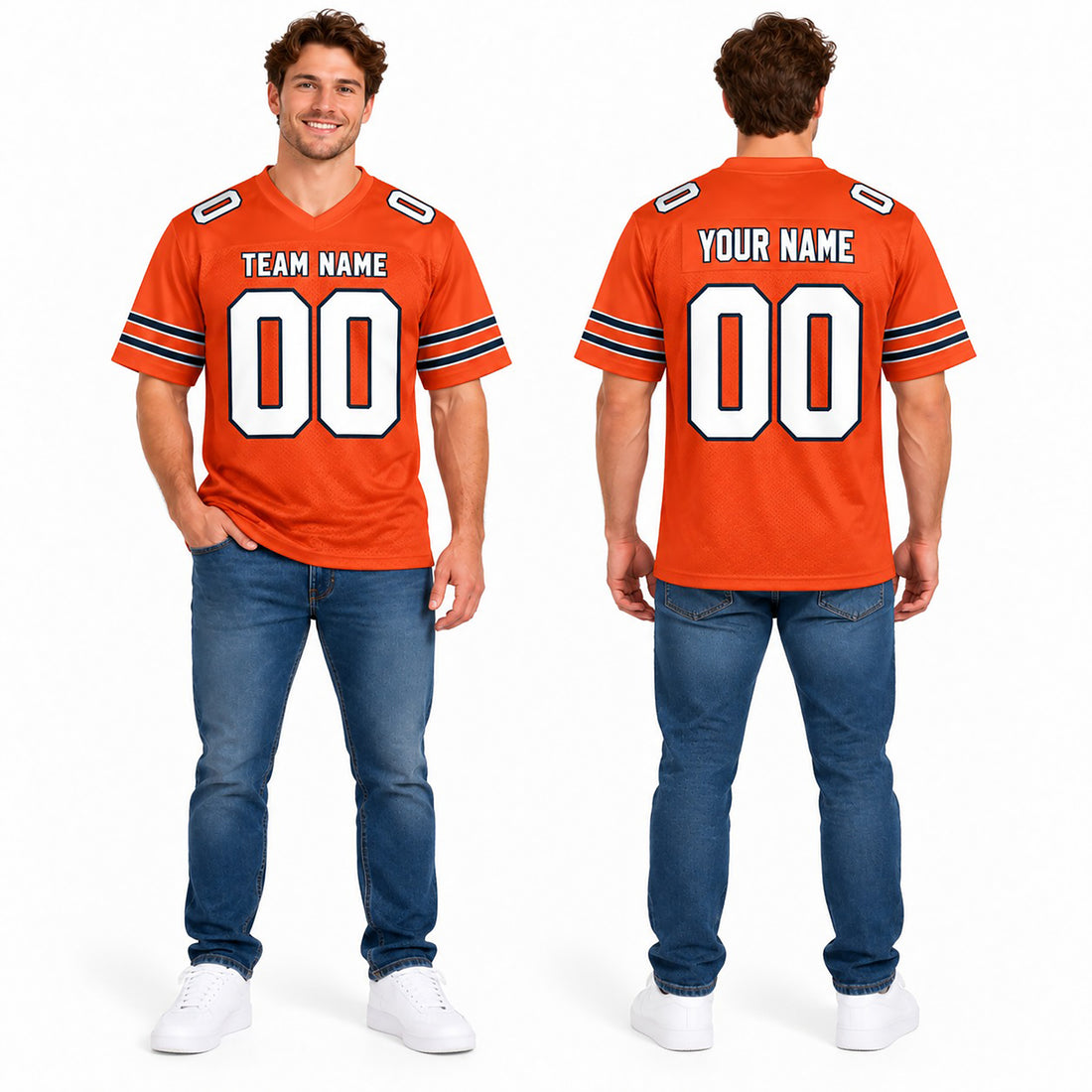 Personalized Chicago Bears Football Jersey – Orange Alternate Style, Custom Name Patch, Team Name, Number & Logo-1