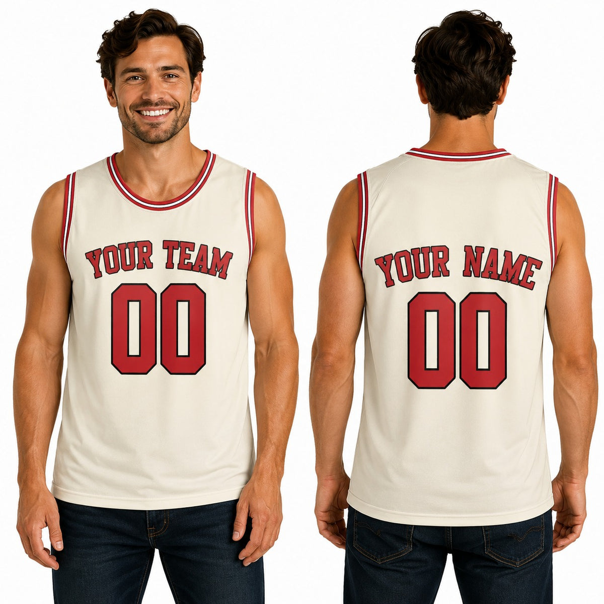 Personalized Chicago Bulls Basketball Jersey - Cream Swingman Style, Custom Name & Number-1