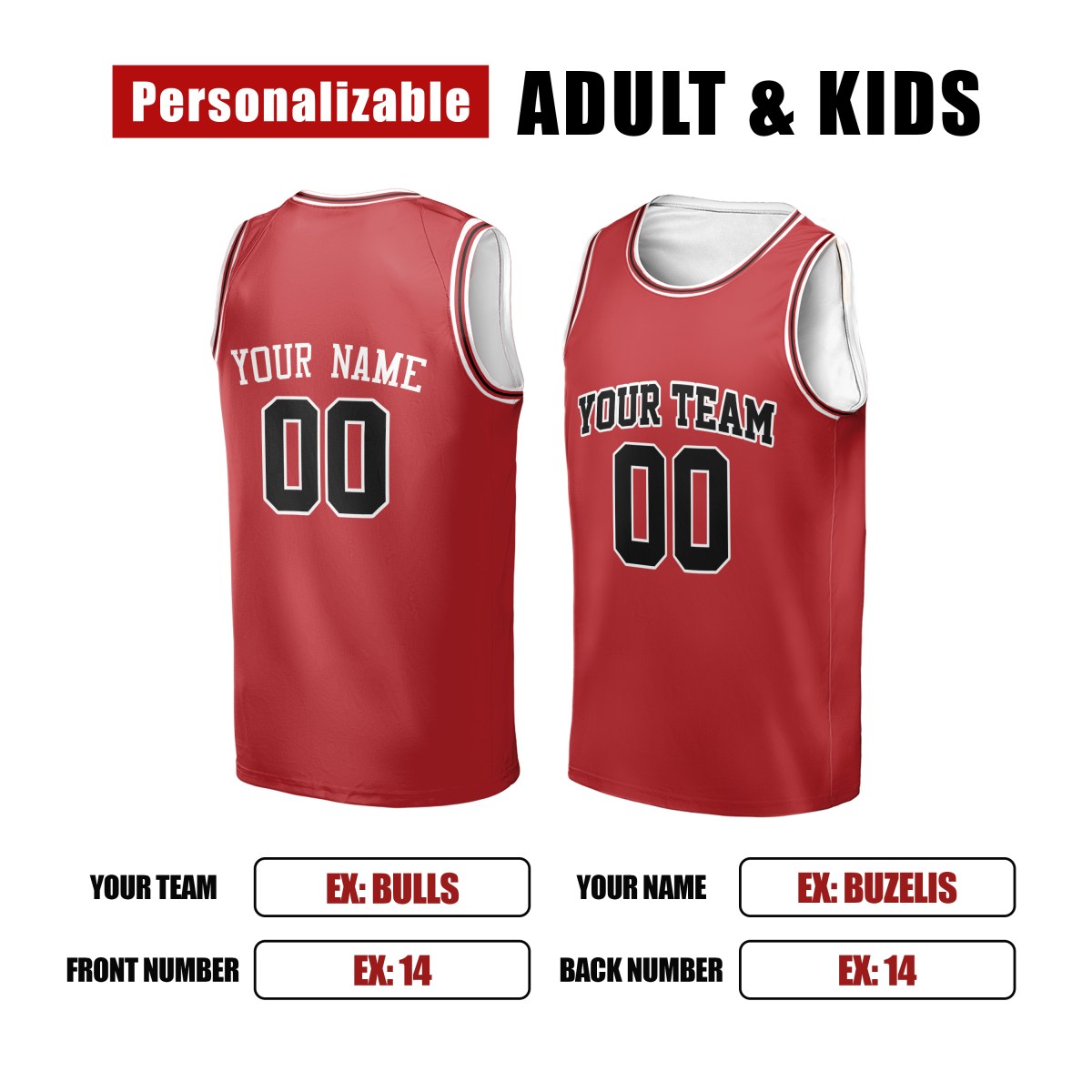 Personalized Chicago Bulls Basketball Jersey - Red Swingman Player Icon Style, Custom Name & Number-2