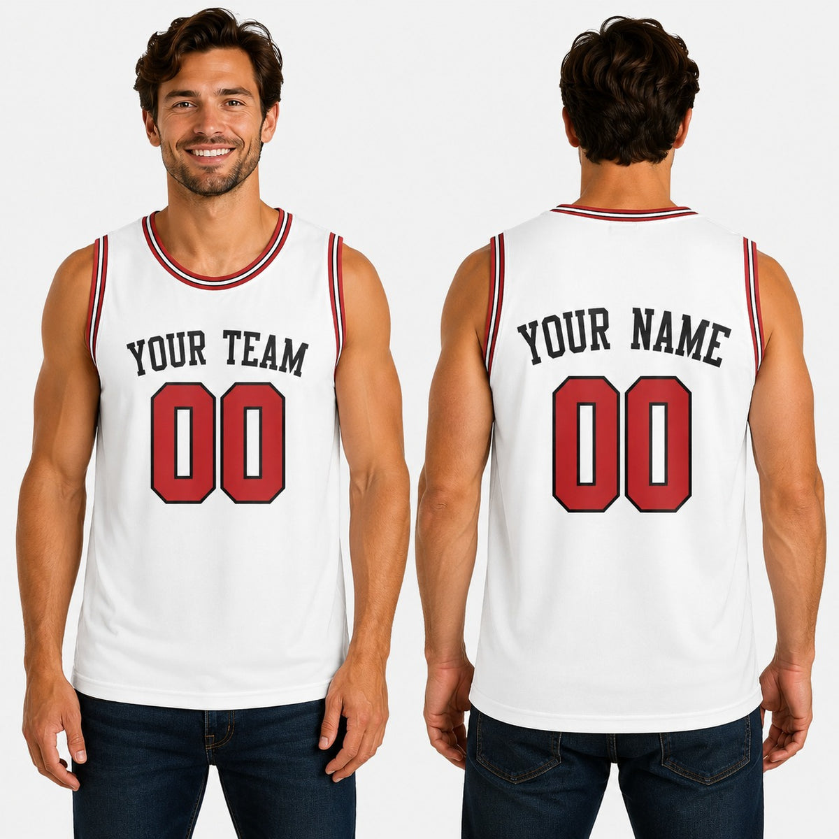 Personalized Chicago Bulls Basketball Jersey - White Swingman Association Style, Custom Name & Number-1
