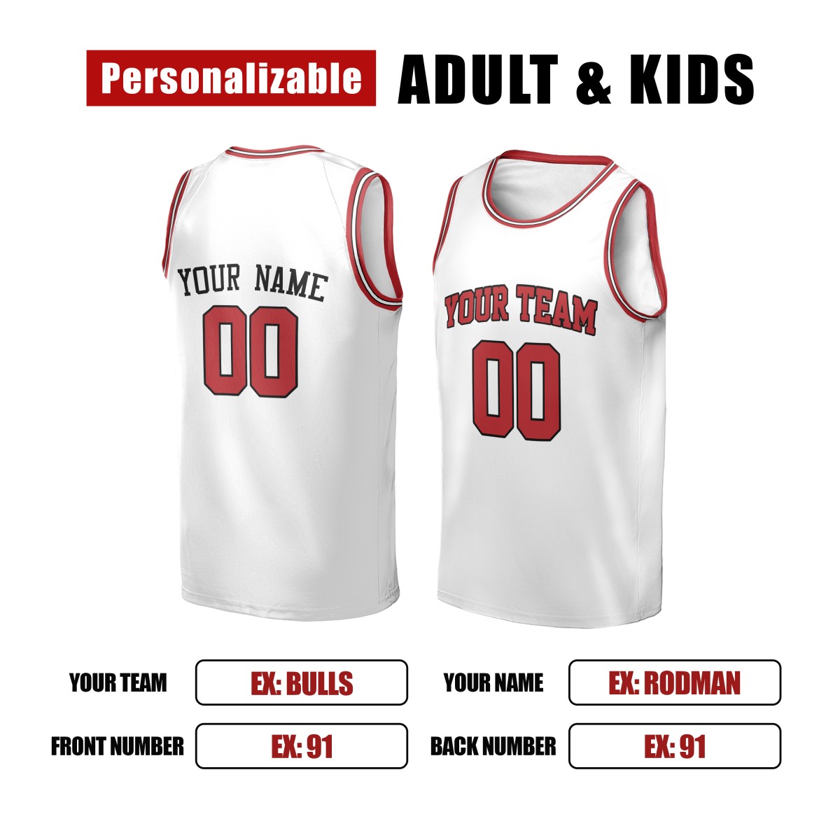 Personalized Chicago Bulls Basketball Jersey - White Swingman Association Style, Custom Name & Number-2