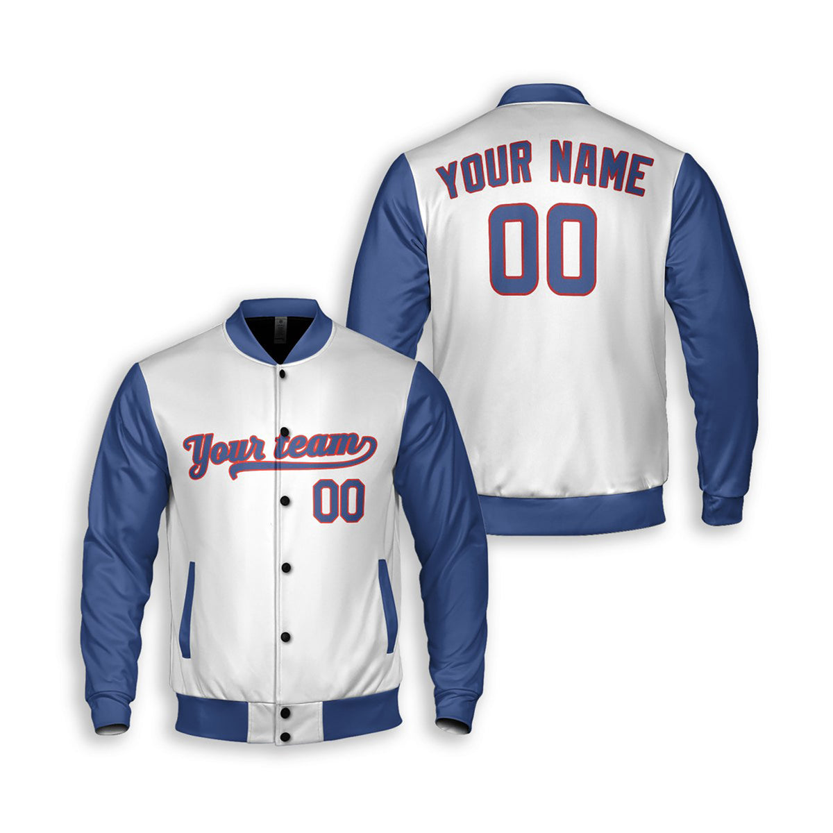 Personalized Chicago Cubs Varsity Jacket – White Blue Home Style, Custom Name & Number-3