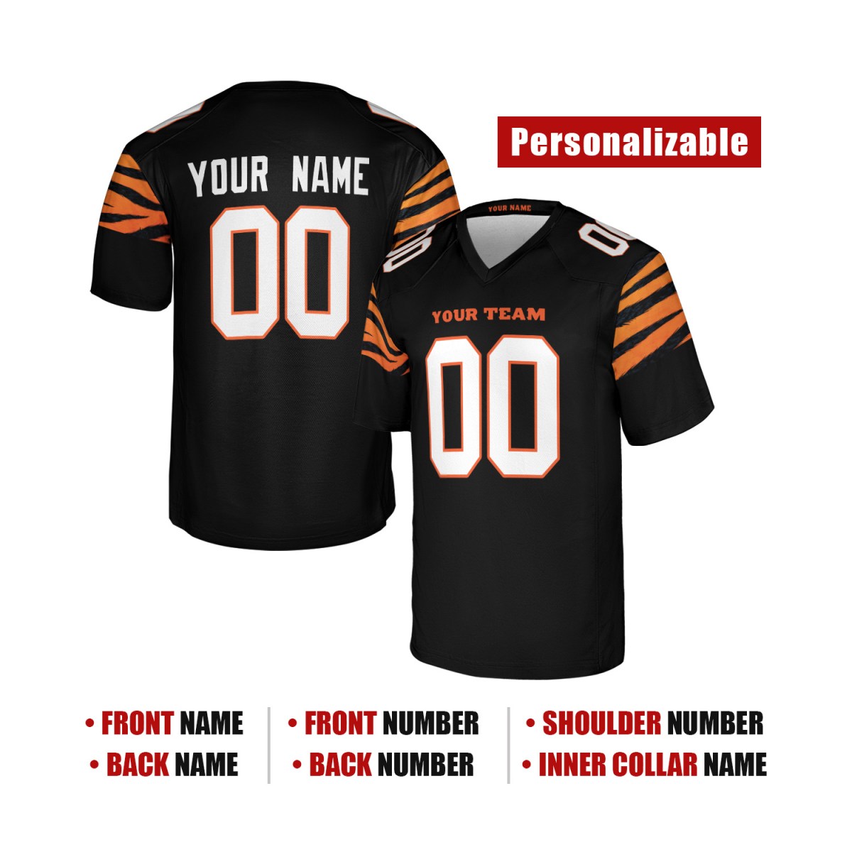 Personalized Cincinnati Bengals Football Jersey - Black 1988 Legacy Style, Custom Name & Number-2