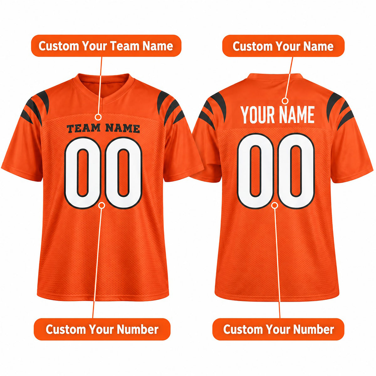 Personalized Cincinnati Bengals Football Jersey – Orange Vapor F.U.S.E. Limited Style, Custom Name Patch, Team Name, Number & Logo-2