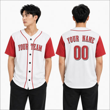 Personalized Cincinnati Reds Baseball Jersey - White Red Birdseye Style, Custom Name & Number-1