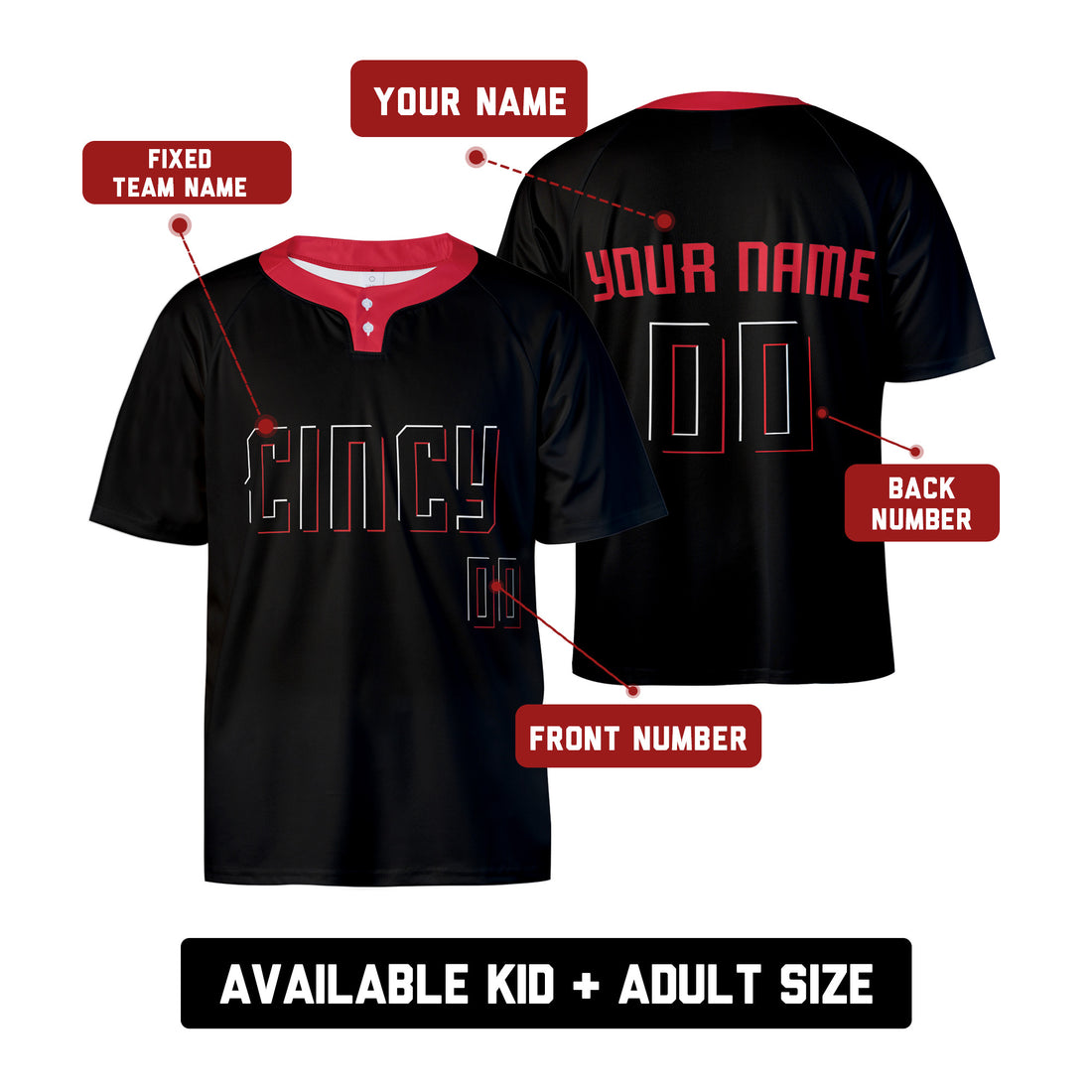 Personalized Cincinnati Reds Cincy Two-Button Baseball Jersey - City Connect Style, Custom Name & Number-1