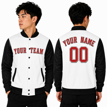 Personalized Cincinnati Reds Varsity Jacket – White Black Heritage Style, Custom Name & Number-1