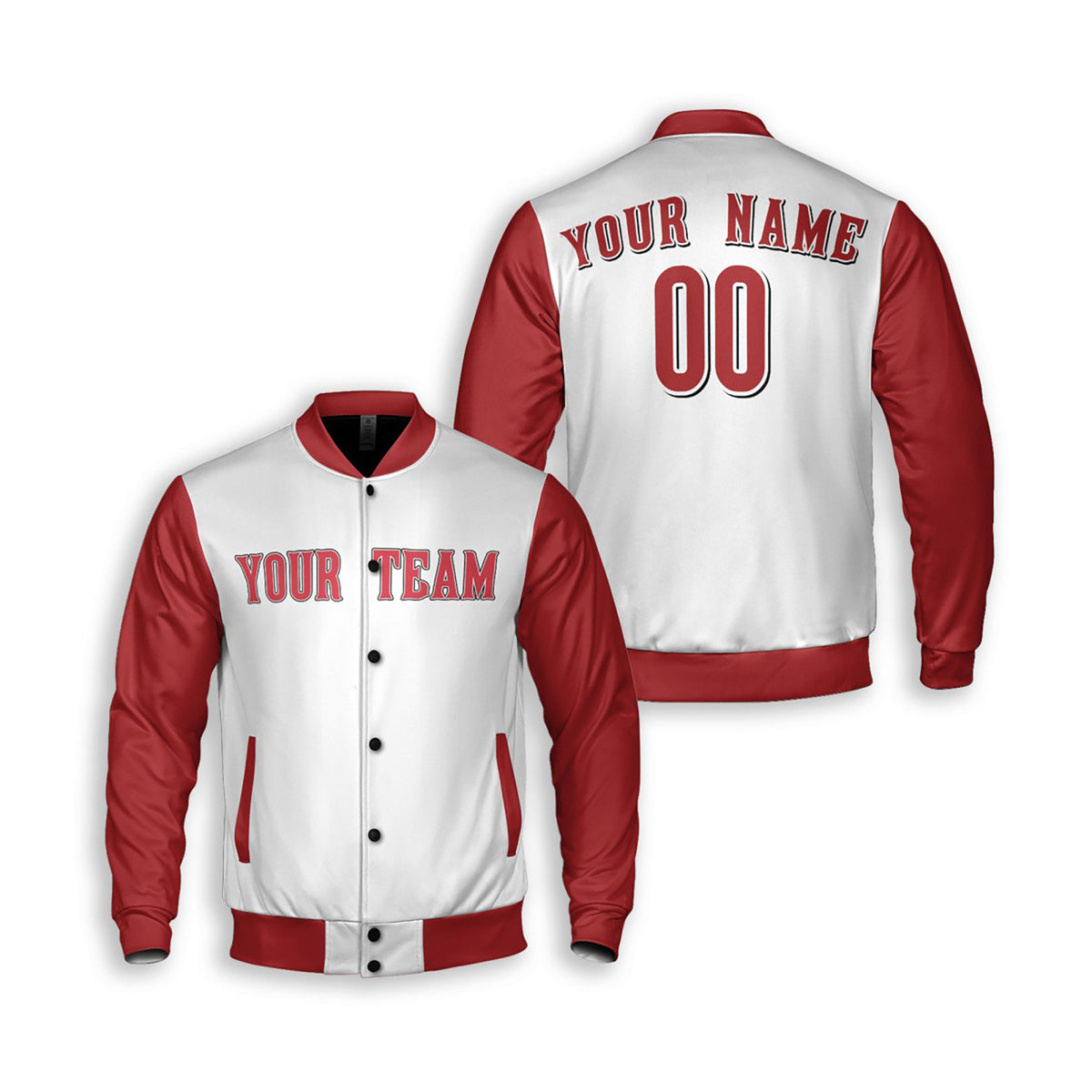 Personalized Cincinnati Reds Varsity Jacket – White Red Home Style, Custom Name & Number-3
