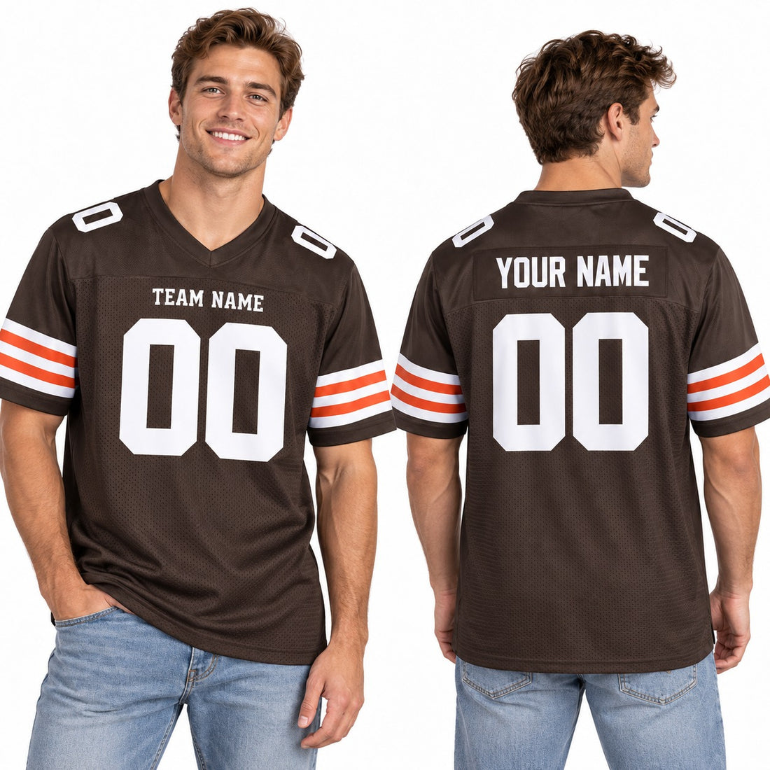 Personalized Cleveland Browns Football Jersey – Brown Game Style, Custom Name Patch, Team Name, Number & Logo-1