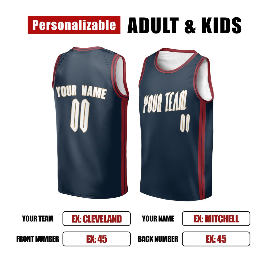 Personalized Cleveland Cavaliers Basketball Jersey - Navy Swingman Classic Style, Custom Name & Number-1