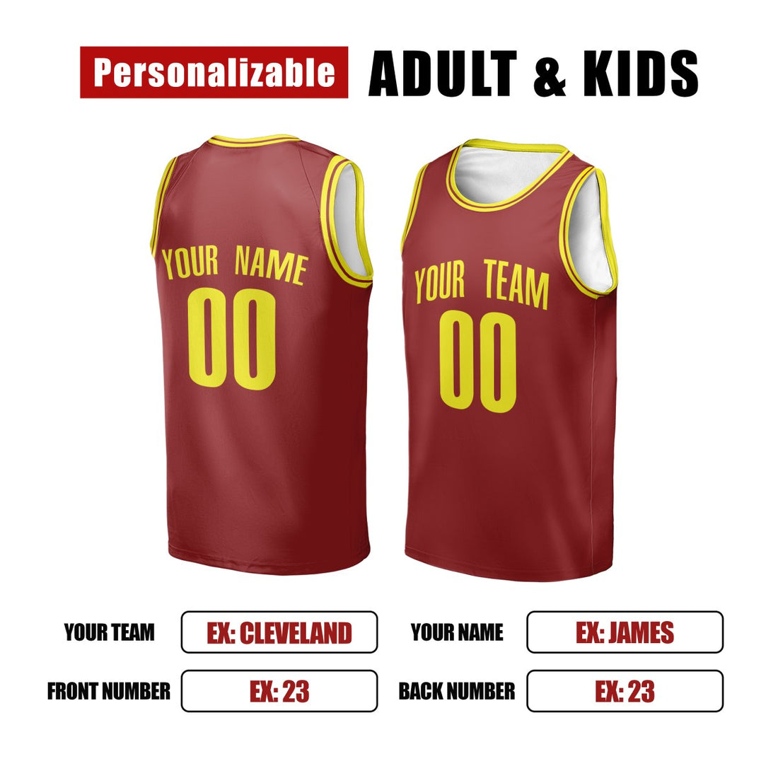 Personalized Cleveland Cavaliers Basketball Jersey - Red 2015/16 Hardwood Classics Style, Custom Name & Number-1