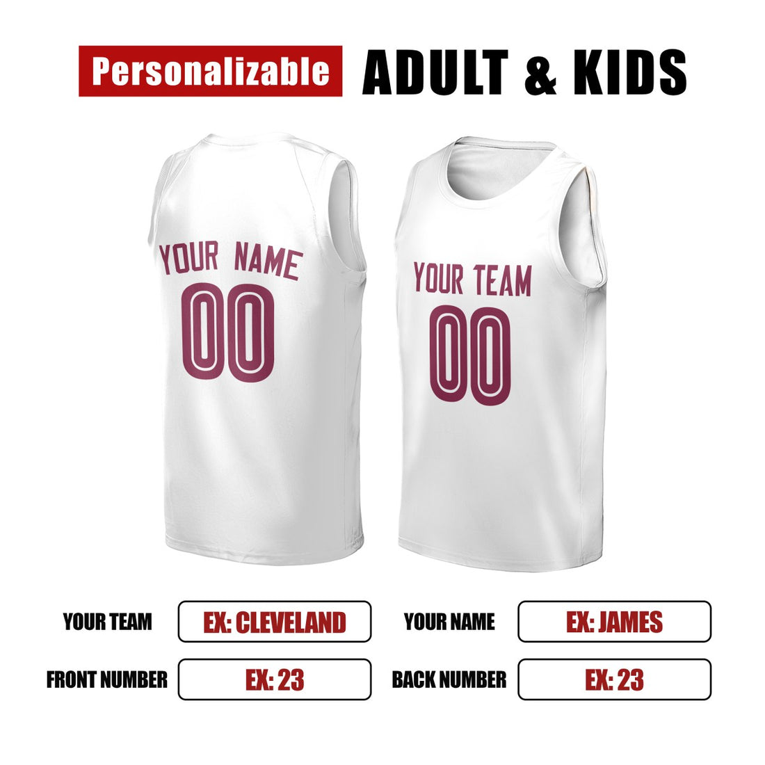 Personalized Cleveland Cavaliers Basketball Jersey - White Fast Break Association Style, Custom Name & Number-1
