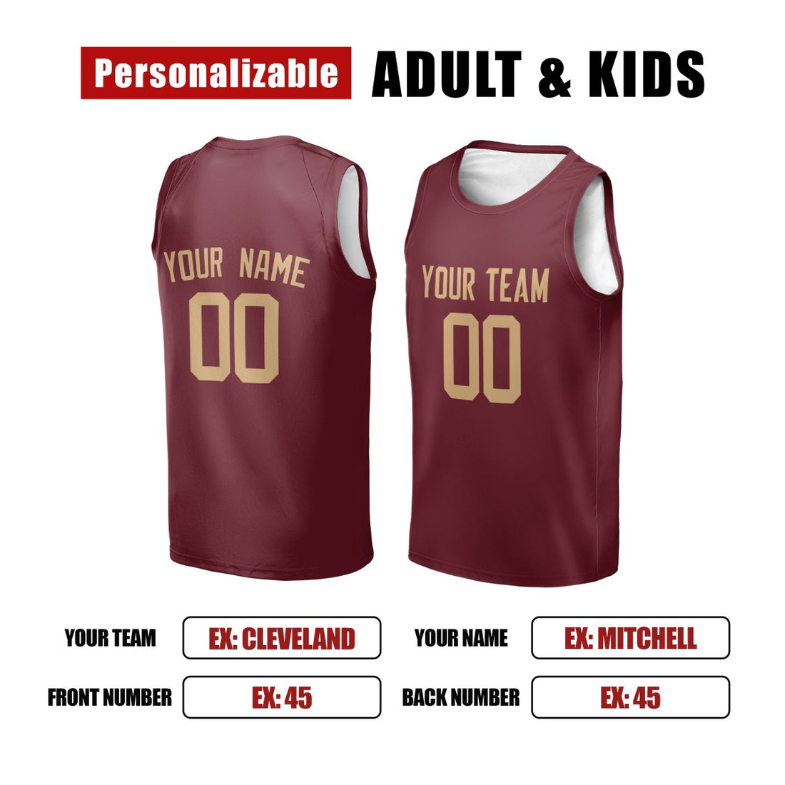 Personalized Cleveland Cavaliers Basketball Jersey - Wine Red Swingman Icon Style, Custom Name & Number-1
