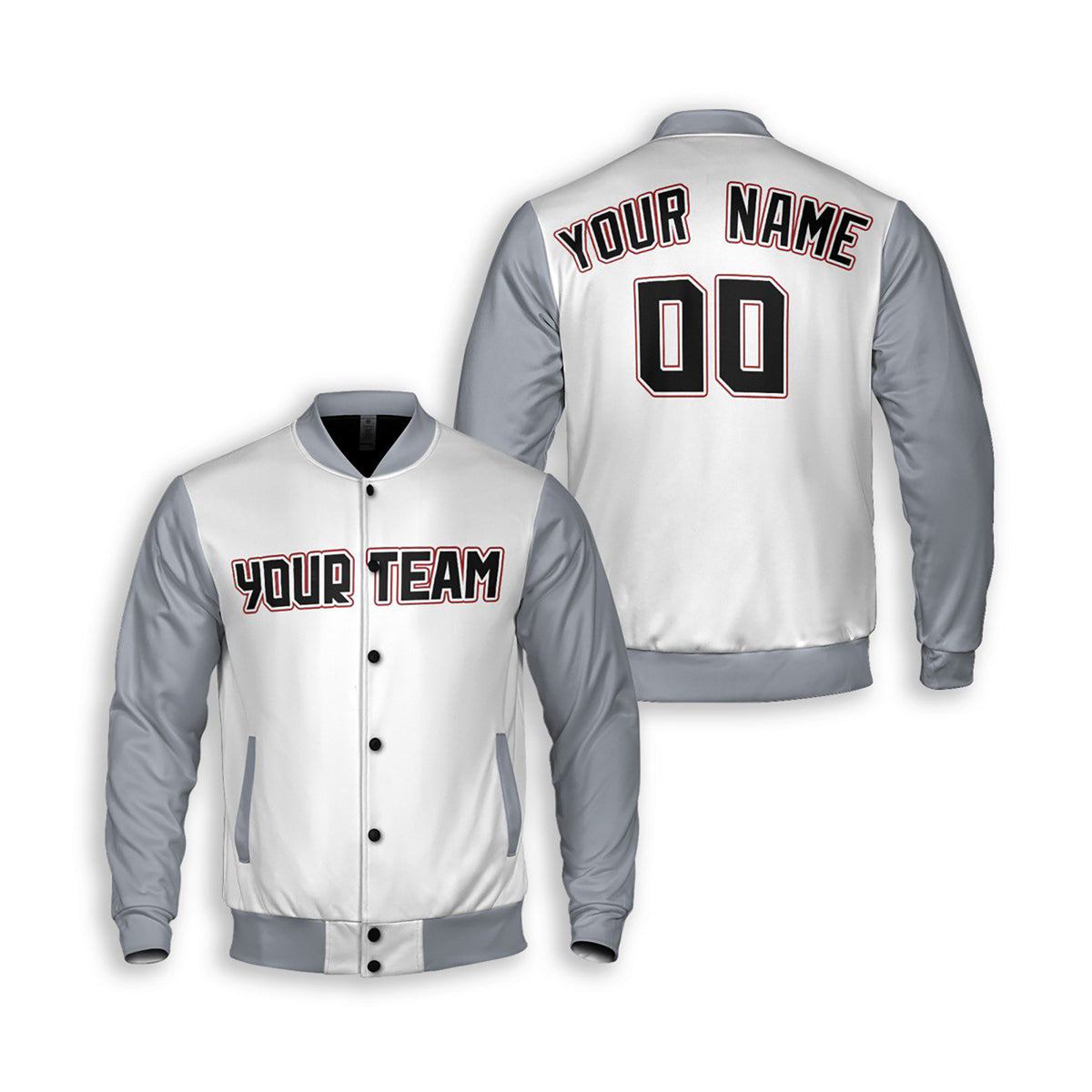 Personalized Cleveland Guardians Varsity Jacket – White Gray Road Style, Custom Name & Number-3