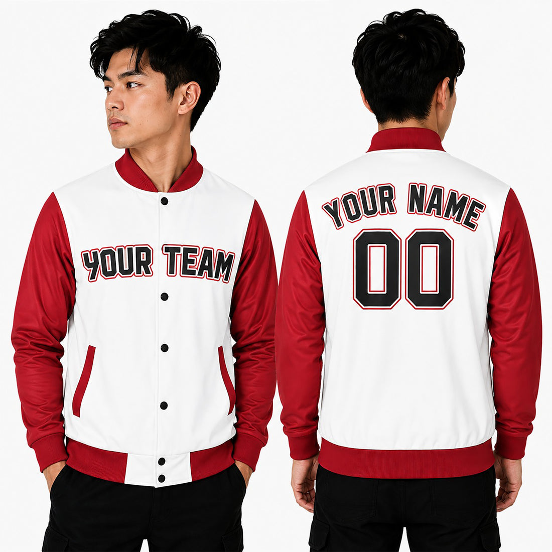 Personalized Cleveland Guardians Varsity Jacket – White Red Alternate Style, Custom Name & Number-1