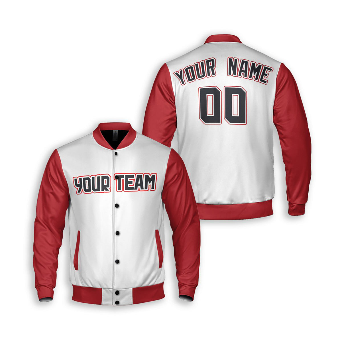 Personalized Cleveland Guardians Varsity Jacket – White Red Alternate Style, Custom Name & Number-3