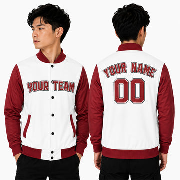 Personalized Cleveland Guardians Varsity Jacket – White Red Home Style, Custom Name & Number-1