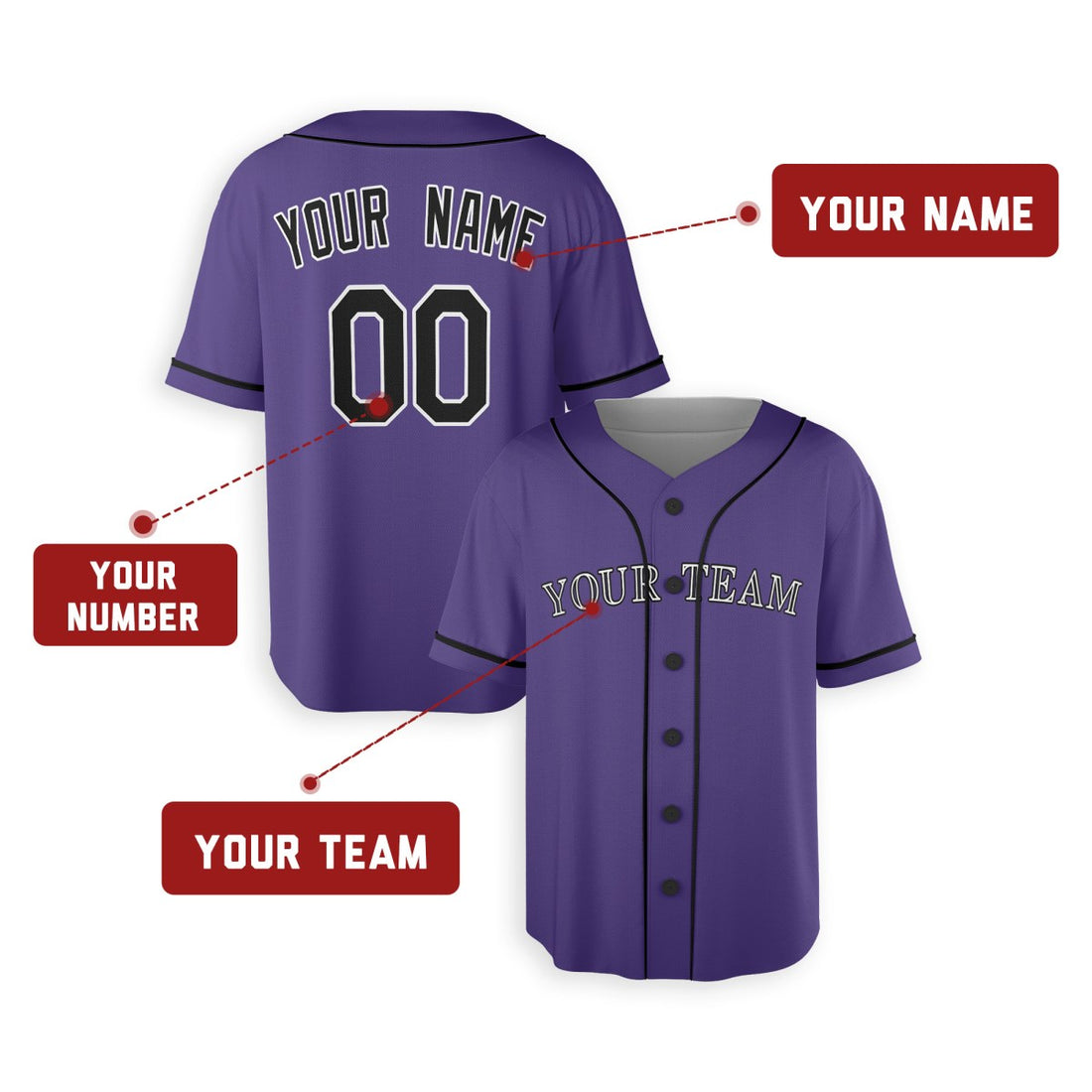 Personalized Colorado Rockies Baseball Jersey - Purple Alternate Team Style, Custom Name & Number-1