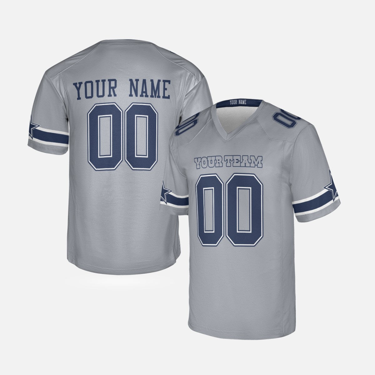 Personalized Dallas Cowboys Football Jersey - Gray Inverted Legend Player Style, Custom Name & Number-3