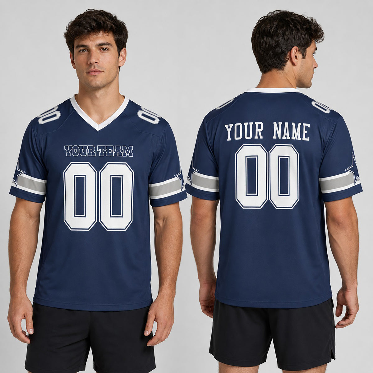 Personalized Dallas Cowboys Football Jersey - Navy Fan Style, Custom Name & Number-1