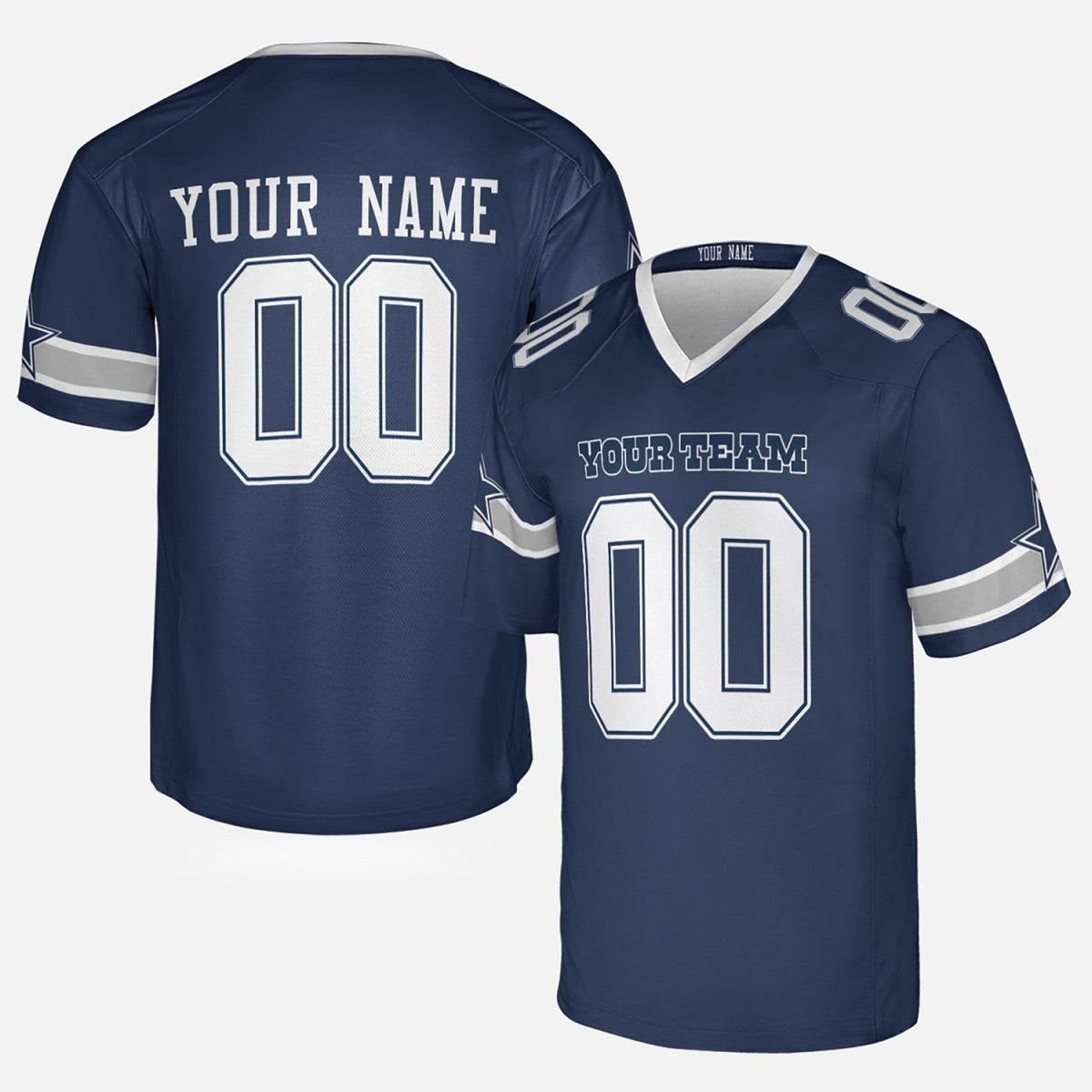 Personalized Dallas Cowboys Football Jersey - Navy Fan Style, Custom Name & Number-3