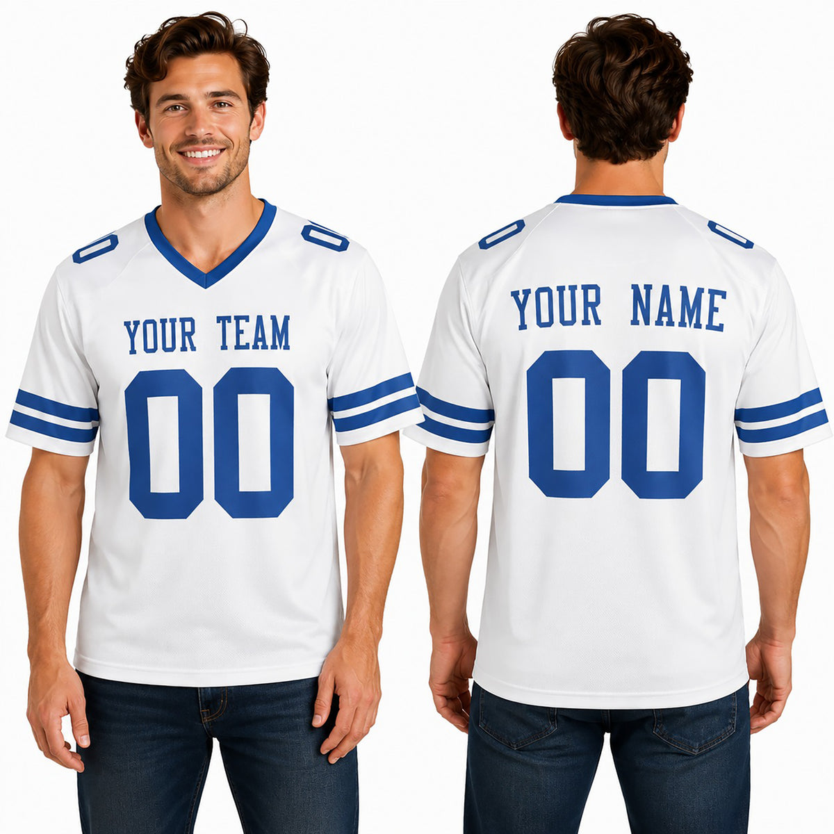 Personalized Dallas Cowboys Football Jersey - White Fan Style, Custom Name & Number-1