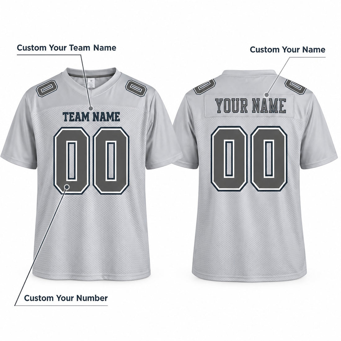 Personalized Dallas Cowboys Football Jersey – Gray Atmosphere Fashion Style, Custom Name Patch, Team Name, Number & Logo-1