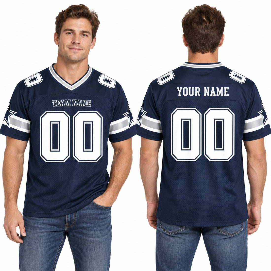 Personalized Dallas Cowboys Football Jersey – Navy Alternate Style, Custom Name Patch, Team Name, Number & Logo-1