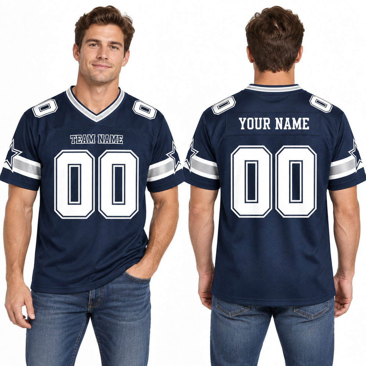 Personalized Dallas Cowboys Football Jersey – Navy Alternate Style, Custom Name Patch, Team Name, Number & Logo-1