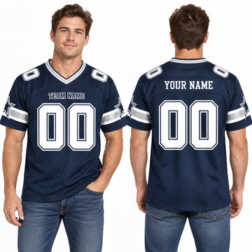 Personalized Dallas Cowboys Football Jersey – Navy Alternate Style, Custom Name Patch, Team Name, Number & Logo-1