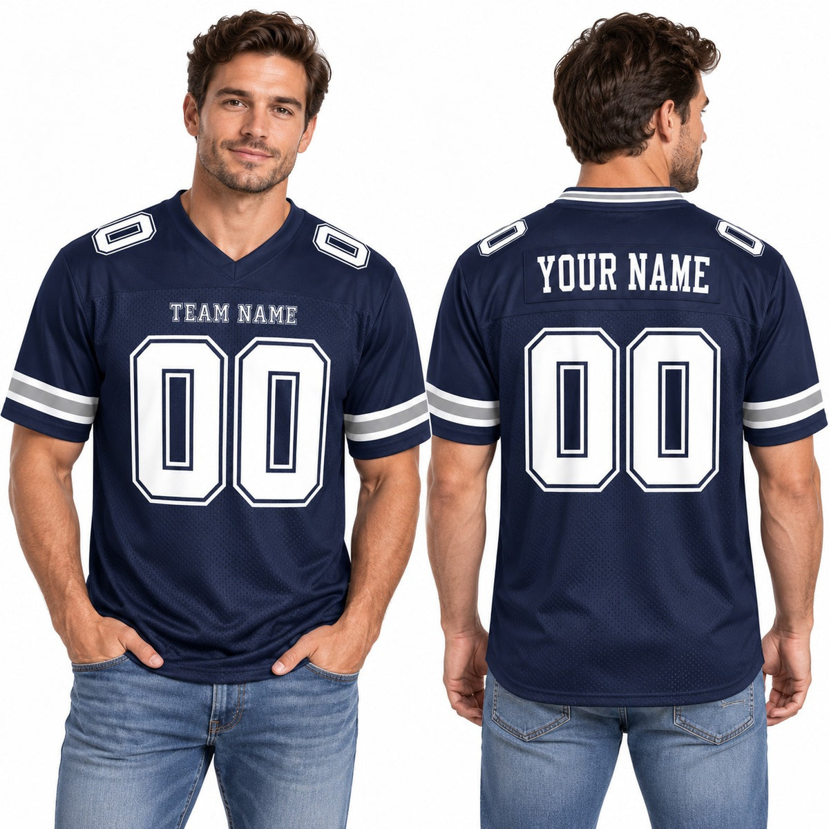 Personalized Dallas Cowboys Football Jersey – Navy Game Style, Custom Name Patch, Team Name, Number & Logo-1