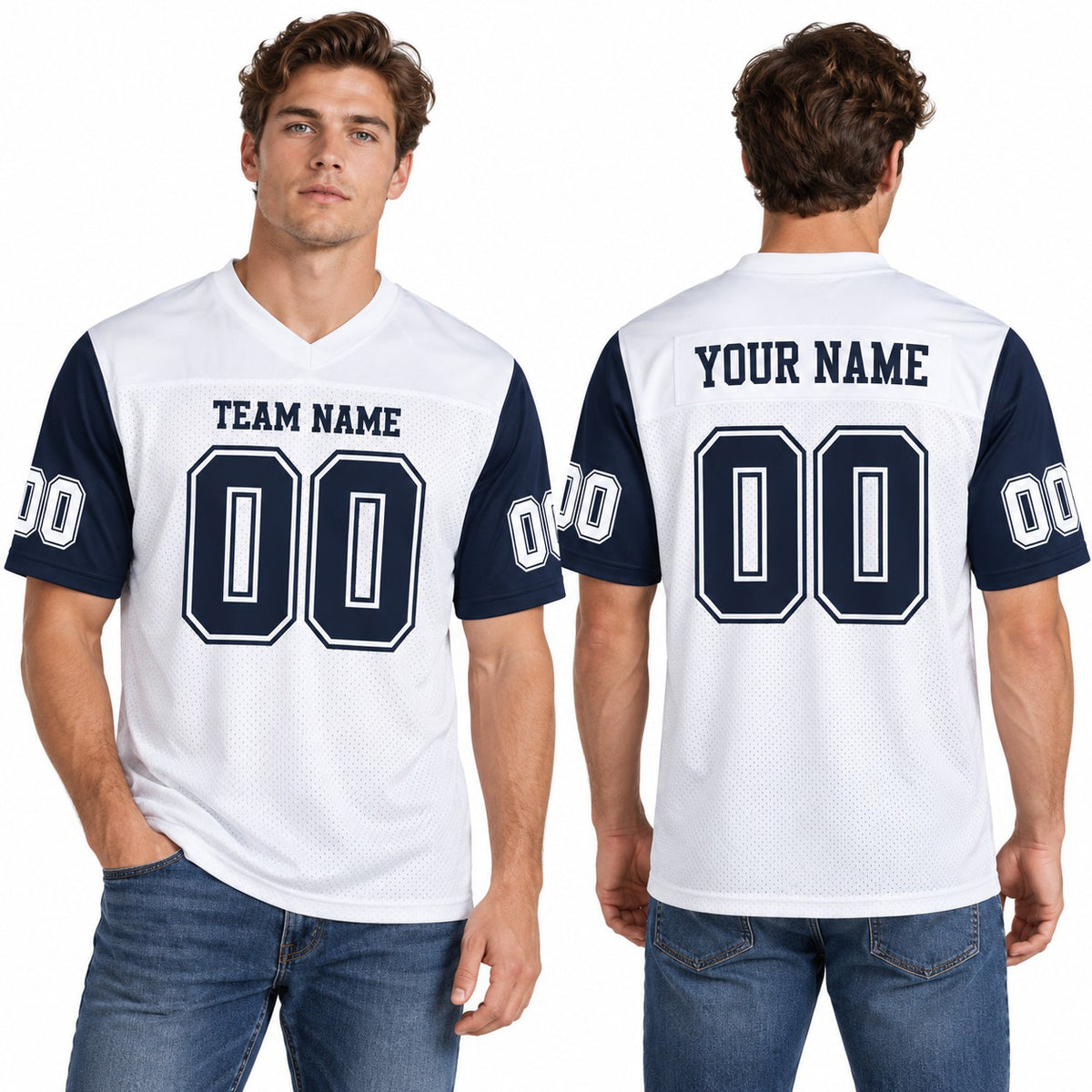 Personalized Dallas Cowboys Football Jersey – White Alternate Style, Custom Name Patch, Team Name, Number & Logo-1