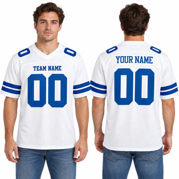 Personalized Dallas Cowboys Football Jersey – White Game Style, Custom Name Patch, Team Name, Number & Logo-1