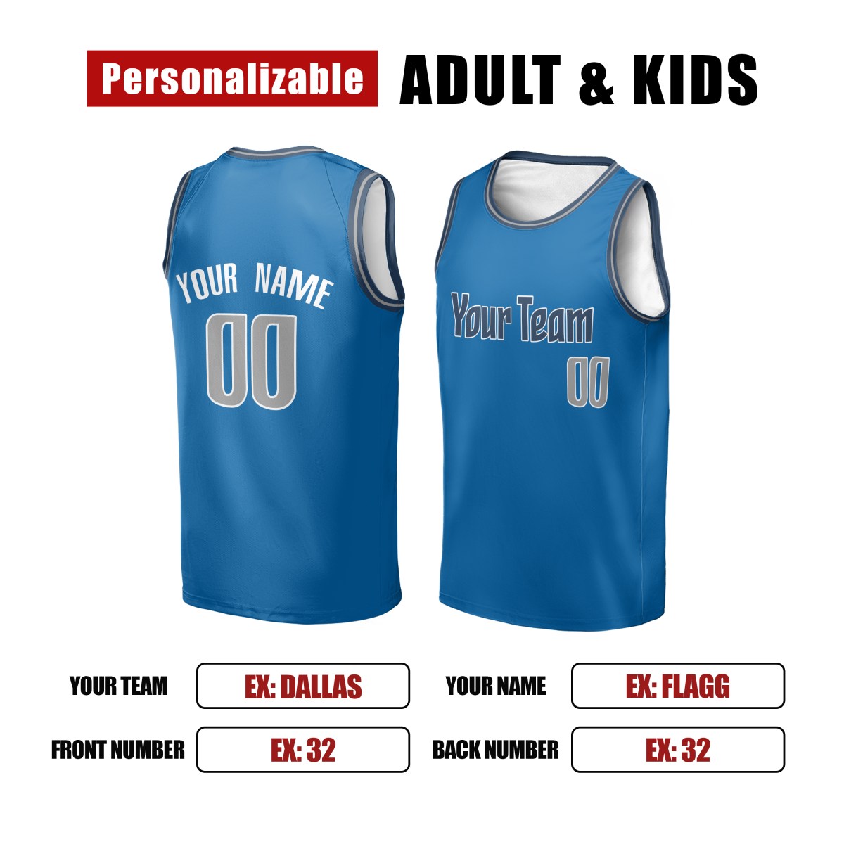 Personalized Dallas Mavericks Basketball Jersey - Blue Fast Break Icon Style, Custom Name & Number-2