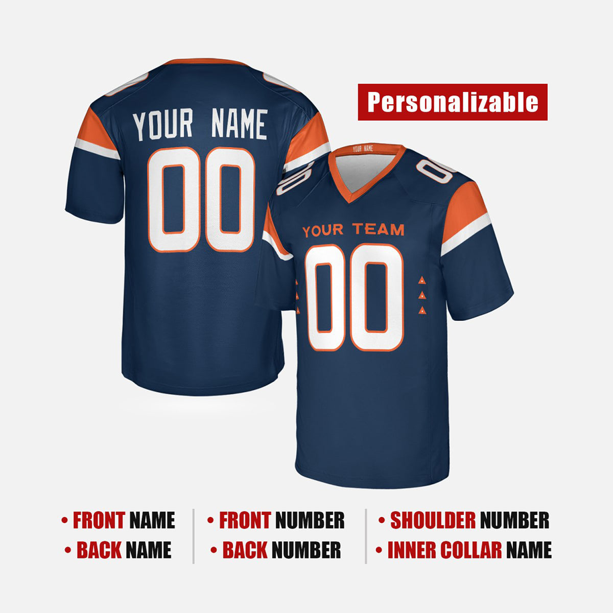 Personalized Denver Broncos Football Jersey - Navy Alternate Style, Custom Name & Number-2