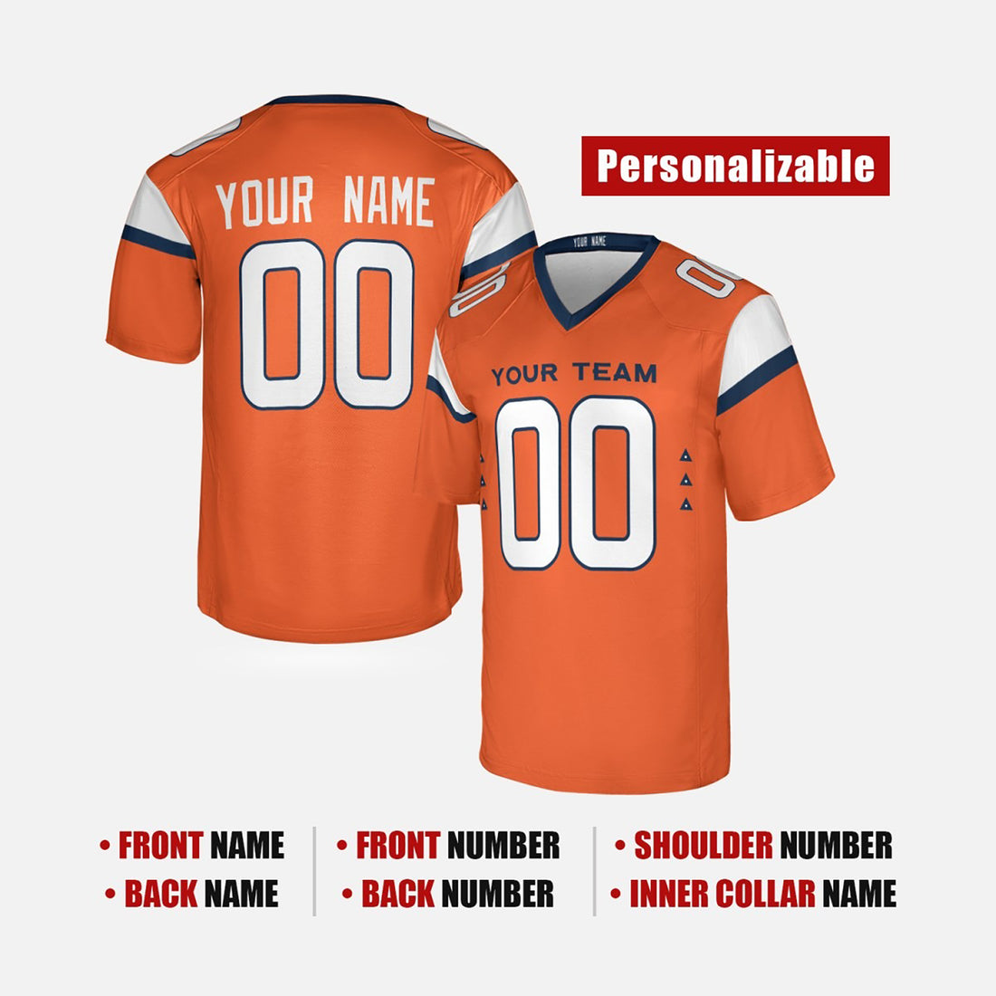 Personalized Denver Broncos Football Jersey - Orange Fan Style, Custom Name & Number-1