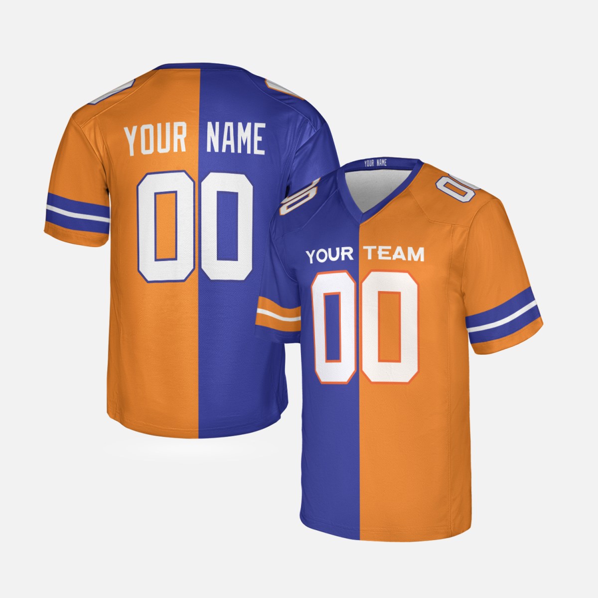 Personalized Denver Broncos Football Jersey - Royal Orange Split 1990 Style, Custom Name & Number-3