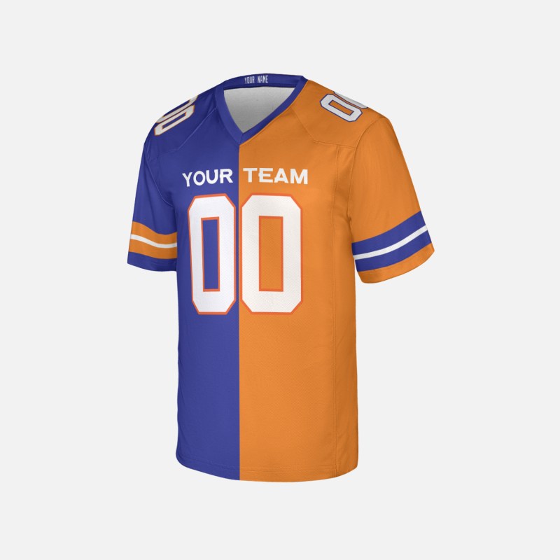 Personalized Denver Broncos Football Jersey - Royal Orange Split 1990 Style, Custom Name & Number-4