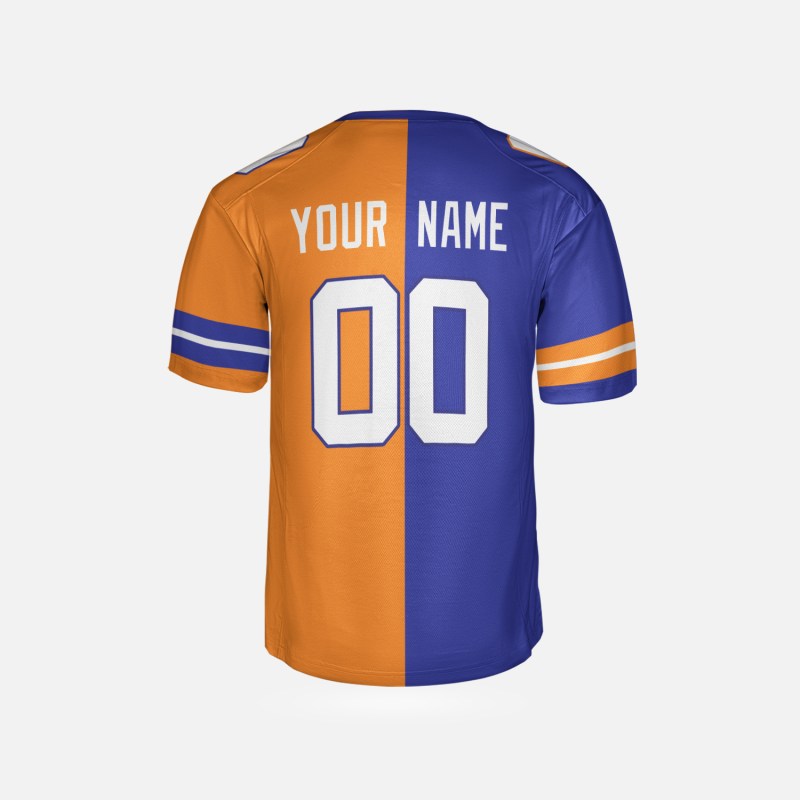 Personalized Denver Broncos Football Jersey - Royal Orange Split 1990 Style, Custom Name & Number-5