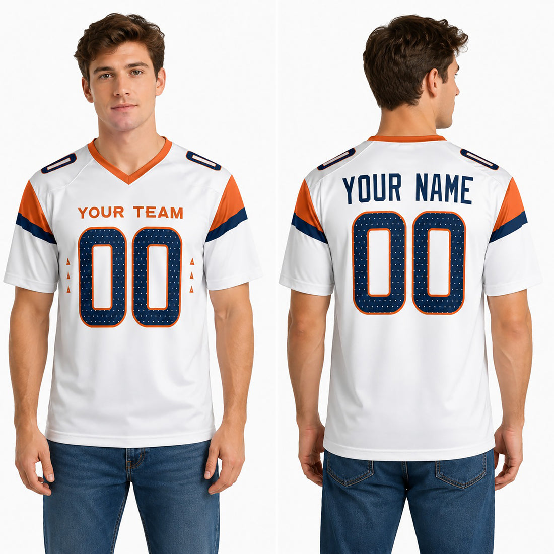Personalized Denver Broncos Football Jersey - White Mile High Style, Custom Name & Number-1
