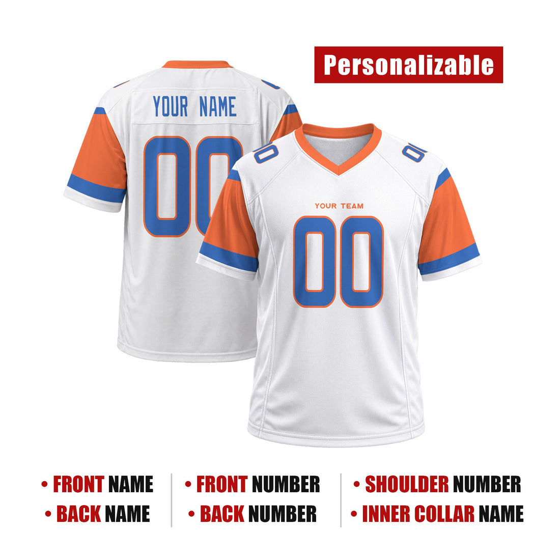 Personalized Denver Broncos Football Jersey – White 1994 Legacy Style, Custom Name & Number-1