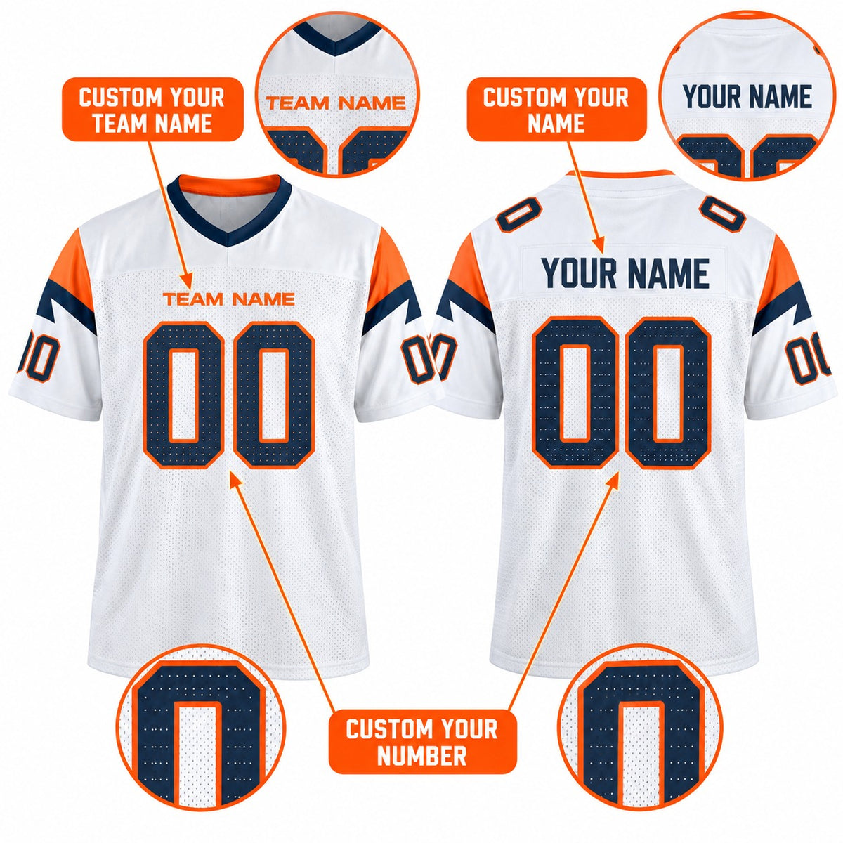Personalized Denver Broncos Football Jersey – White Vapor F.U.S.E. Limited Style, Custom Name Patch, Team Name, Number & Logo-2