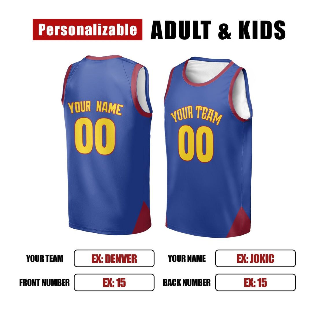Personalized Denver Nuggets Basketball Jersey - Blue Swingman Statement Style, Custom Name & Number-1
